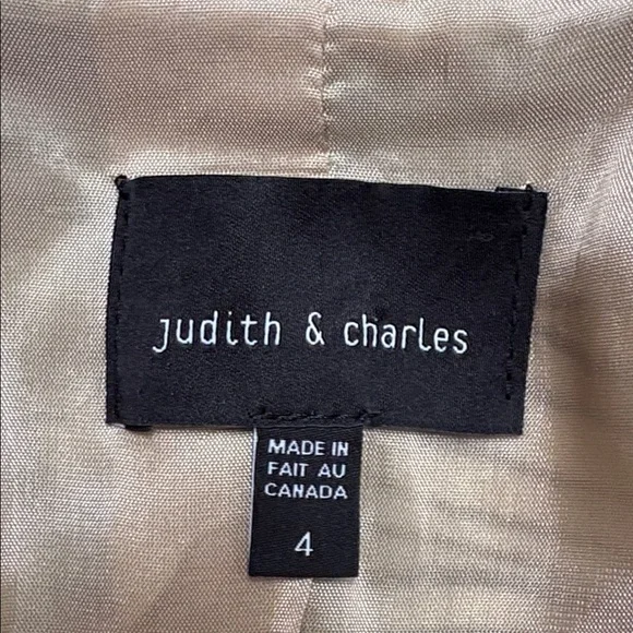 Judith and Charles long zebra striped coat jacket green white collar size 4 - Picture 13 of 15